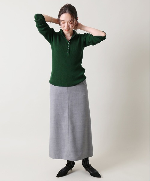 IENA（イエナ）の「3x3リブポロ衿プルオーバー◆（ニット/セーター・レディース・ブラック系その他/チャコールグレー/アイボリー/グリーン/ダークブルー/ブルー・FREE）」の15枚目の写真