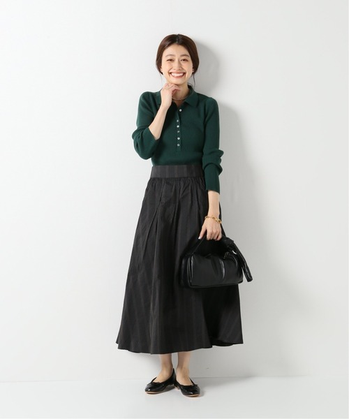 IENA（イエナ）の「3x3リブポロ衿プルオーバー◆（ニット/セーター・レディース・ブラック系その他/チャコールグレー/アイボリー/グリーン/ダークブルー/ブルー・FREE）」の8枚目の写真