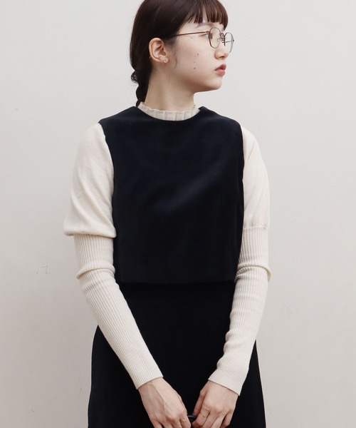 fig Ｌondon（フィグロンドン）の「VELVET　vest（ベスト・レディース・ブラック/ネイビー・FREE）」の10枚目の写真