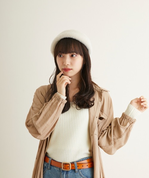 estaa（エスタ）の「アンゴラ風ベレー（ハンチング/ベレー帽・レディース・ブラック/ブラウン/オフホワイト/ピンク・M）」の5枚目の写真