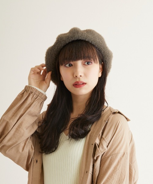 estaa（エスタ）の「アンゴラ風ベレー（ハンチング/ベレー帽・レディース・ブラック/ブラウン/オフホワイト/ピンク・M）」の18枚目の写真