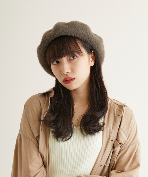 estaa（エスタ）の「アンゴラ風ベレー（ハンチング/ベレー帽・レディース・ブラック/ブラウン/オフホワイト/ピンク・M）」の11枚目の写真