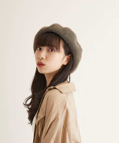 estaa（エスタ）の「アンゴラ風ベレー（ハンチング/ベレー帽・レディース・ブラック/ブラウン/オフホワイト/ピンク・M）」の6枚目の写真