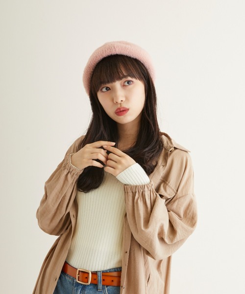 estaa（エスタ）の「アンゴラ風ベレー（ハンチング/ベレー帽・レディース・ブラック/ブラウン/オフホワイト/ピンク・M）」の17枚目の写真