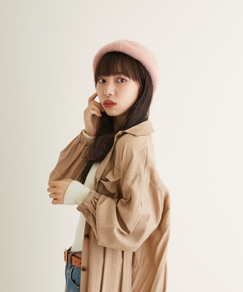 estaa（エスタ）の「アンゴラ風ベレー（ハンチング/ベレー帽・レディース・ブラック/ブラウン/オフホワイト/ピンク・M）」の7枚目の写真