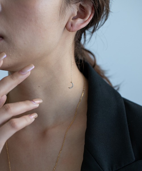 PAS TIERRA（パティエラ）の「【Briller】K10ムーンロングピアス（片耳用）（ピアス（片耳用）・レディース・イエローゴールド・FREE）」の3枚目の写真