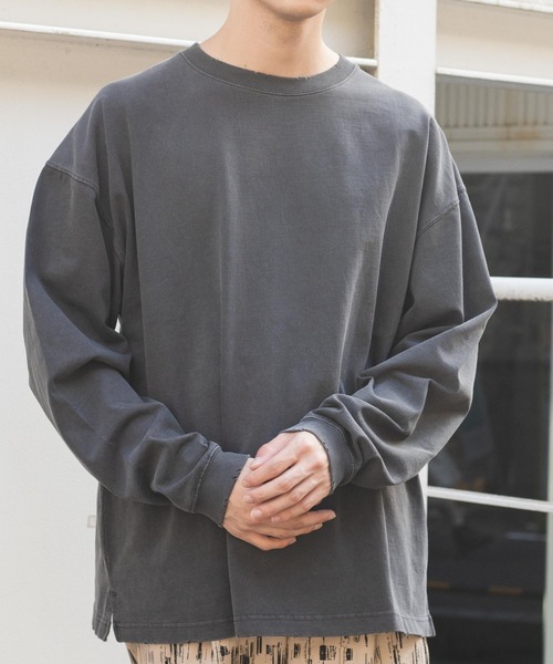 WEGO(ウィゴー)の「WEGO/ヘビーウエイトダメージビッグシルエットロンT(Tシャツ/カットソー・メンズ・ホワイト/ブラック・LARGE/MEDIUM)」の1枚目の写真