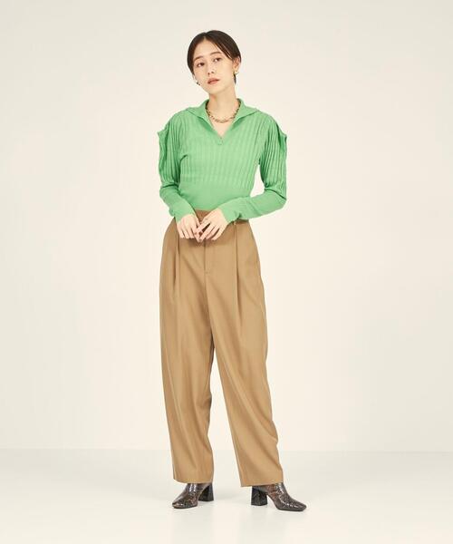 BRACTMENT（ブラクトメント）の「＜BRACTMENT(ブラクトメント)＞BM 2WAY ウールアイレット リブプルオーバー（ニット/セーター・レディース・ブラウン/ケリー/ライトピンク・FREE）」の19枚目の写真
