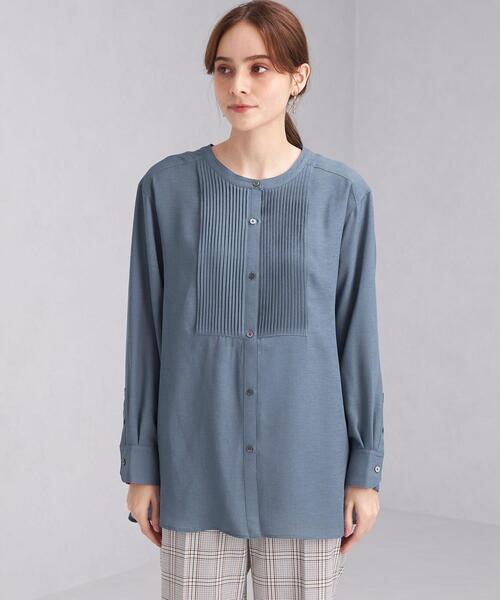 green label relaxing（グリーンレーベルリラクシング）の「P ピンタック STD ブラウス（シャツ/ブラウス・レディース・ブラウン/オフホワイト/ロイヤルブルー・FREE）」の5枚目の写真