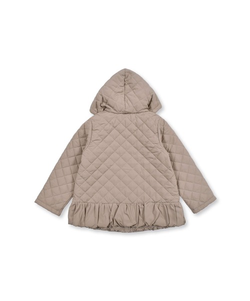 BeBe(ベベ)の「BeBe/取り外し可能フード付き裾フリルリボン丸襟キルティング中綿コート(90~150cm)(その他アウター・キッズ・ブラック/ベージュ・90/100/110/120/130/140/150)」の4枚目の写真