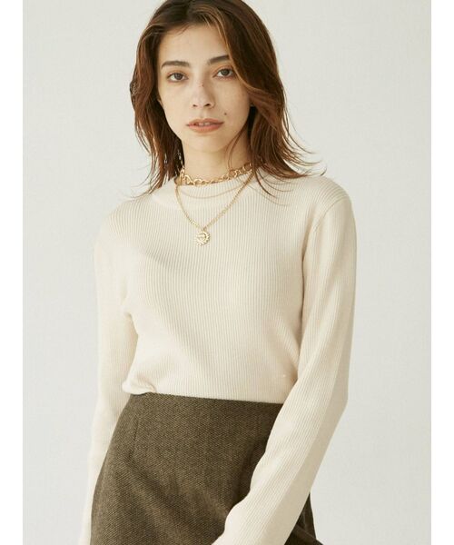 EVRIS（エヴリス）の「BASICハイネックリブニット（ニット/セーター・レディース・アイボリー/ブラック・FREE）」の4枚目の写真