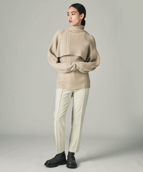 CITY TOKYO（シティトウキョウ）の「２wayアンサンブルタートルネックケーブルレイヤードニットトップス（ニット/セーター・レディース・グリーン/ベージュ・FREE）」の7枚目の写真