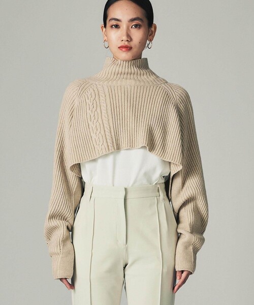 CITY TOKYO（シティトウキョウ）の「２wayアンサンブルタートルネックケーブルレイヤードニットトップス（ニット/セーター・レディース・グリーン/ベージュ・FREE）」の8枚目の写真