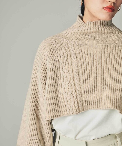 CITY TOKYO（シティトウキョウ）の「２wayアンサンブルタートルネックケーブルレイヤードニットトップス（ニット/セーター・レディース・グリーン/ベージュ・FREE）」の14枚目の写真