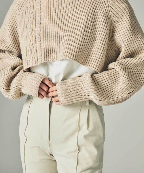 CITY TOKYO（シティトウキョウ）の「２wayアンサンブルタートルネックケーブルレイヤードニットトップス（ニット/セーター・レディース・グリーン/ベージュ・FREE）」の15枚目の写真