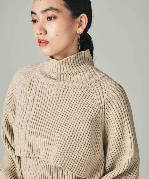 CITY TOKYO（シティトウキョウ）の「２wayアンサンブルタートルネックケーブルレイヤードニットトップス（ニット/セーター・レディース・グリーン/ベージュ・FREE）」の20枚目の写真