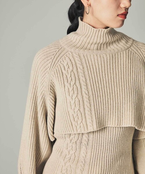 CITY TOKYO（シティトウキョウ）の「２wayアンサンブルタートルネックケーブルレイヤードニットトップス（ニット/セーター・レディース・グリーン/ベージュ・FREE）」の21枚目の写真