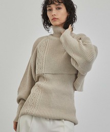 CITY TOKYO | ２wayアンサンブルタートルネックケーブルレイヤードニットトップス(ニット/セーター)