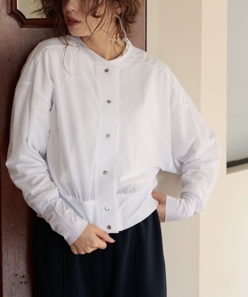 DONOBAN（ドノバン）の「シアースナップカーディガン（カーディガン/ボレロ・レディース・ホワイト/ブラック/グレー/ミント・F）」の2枚目の写真