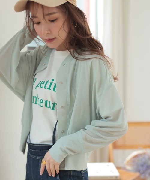 DONOBAN（ドノバン）の「シアースナップカーディガン（カーディガン/ボレロ・レディース・ホワイト/ブラック/グレー/ミント・F）」の4枚目の写真