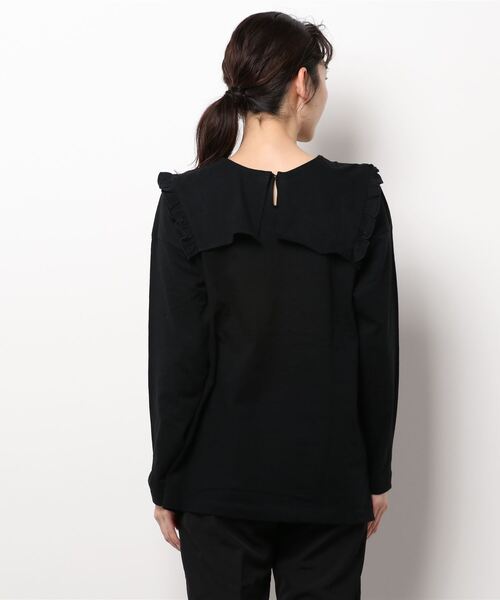 Te chichi TERRASSE（テチチテラス）の「ビッグカラー前後2WAYトップス（Tシャツ/カットソー・レディース・オフホワイト/ブラック/モカ・ﾌﾘ-）」の5枚目の写真