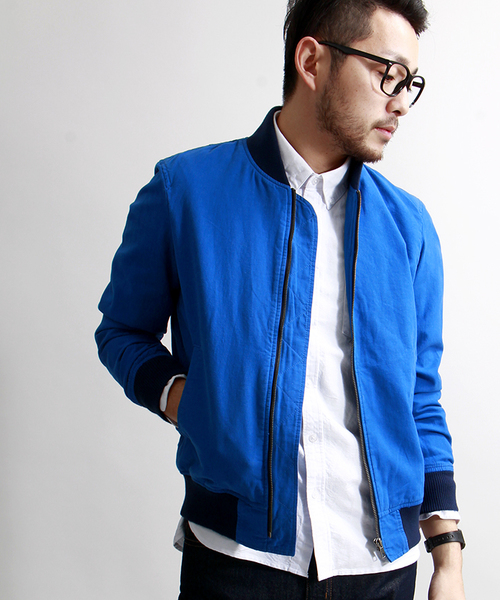 WEGO(ウィゴー)の「WEGO/フレンチリネン混MA-1(ミリタリージャケット・メンズ・ブルー/その他1・MEDIUM/LARGE)」の1枚目の写真