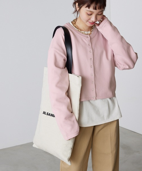 forksy.（フォルクシー）の「【forksy.】前後２WAYリングスナップクロップドカーディガン（カーディガン/ボレロ・レディース・ブラック/アイボリー/ピンク/グリーン/ロイヤルブルー/ブラック×ホワイト/チャコールグレー/ネイビー/オレンジ/ブラック×グリーン/サックスブルー/モスグリーン・FREE）」の11枚目の写真