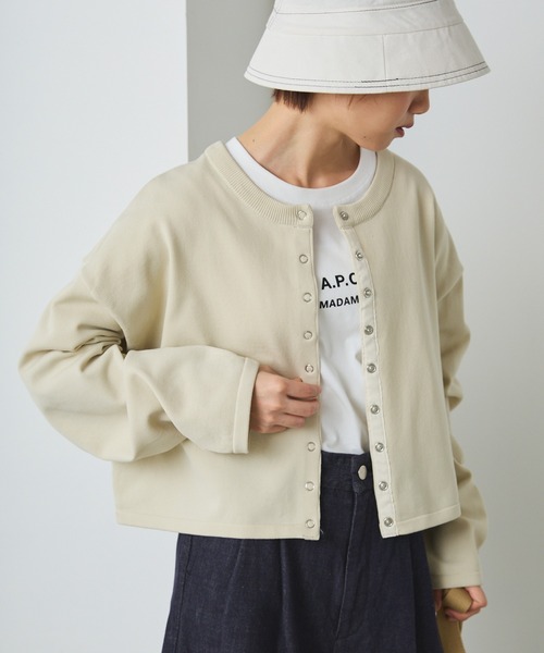 forksy.（フォルクシー）の「【forksy.】前後２WAYリングスナップクロップドカーディガン（カーディガン/ボレロ・レディース・ブラック/アイボリー/ピンク/グリーン/ロイヤルブルー/ブラック×ホワイト/チャコールグレー/ネイビー/オレンジ/ブラック×グリーン/サックスブルー/モスグリーン・FREE）」の2枚目の写真