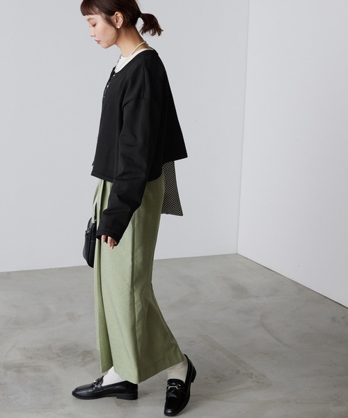 forksy.】前後2WAYリングスナップクロップドカーディガン forksy