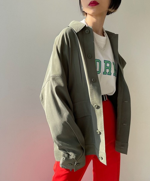 PAGEBOY（ページボーイ）の「ダッドサイズミリタリージャケット（ミリタリージャケット・レディース・ブラック/カーキ/ライトベージュ・FREE）」の3枚目の写真