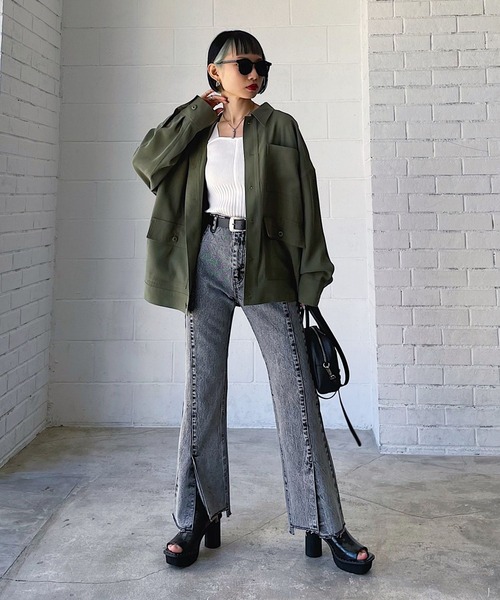 PAGEBOY（ページボーイ）の「ダッドサイズミリタリージャケット（ミリタリージャケット・レディース・ブラック/カーキ/ライトベージュ・FREE）」の14枚目の写真