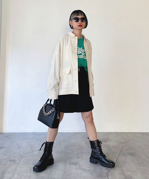 PAGEBOY（ページボーイ）の「ダッドサイズミリタリージャケット（ミリタリージャケット・レディース・ブラック/カーキ/ライトベージュ・FREE）」の12枚目の写真