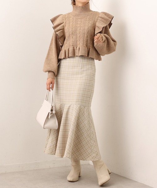 one after another NICE CLAUP(ワンアフターアナザーナイスクラップ)の「Sサイズあり チェックマーメイドスカート WEB限定商品(スカート・レディース・グレー系その他/ベージュ系その他/ブルー系その他・SMALL/MEDIUM)」の18枚目の写真