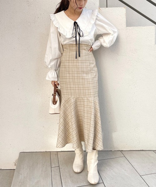 one after another NICE CLAUP(ワンアフターアナザーナイスクラップ)の「Sサイズあり チェックマーメイドスカート WEB限定商品(スカート・レディース・グレー系その他/ベージュ系その他/ブルー系その他・SMALL/MEDIUM)」の21枚目の写真