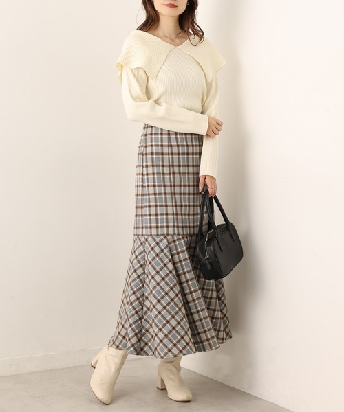 one after another NICE CLAUP(ワンアフターアナザーナイスクラップ)の「Sサイズあり チェックマーメイドスカート WEB限定商品(スカート・レディース・グレー系その他/ベージュ系その他/ブルー系その他・SMALL/MEDIUM)」の9枚目の写真