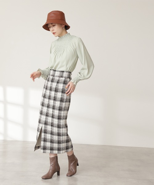 N.（N. Natural Beauty Basic）（エヌエヌナチュラルビューティーベーシック）の「【S Size Line】◆ツイードチェックタイトスカート（スカート・レディース・ブラック系その他/ブルー系その他・SMALL/MEDIUM）」の3枚目の写真