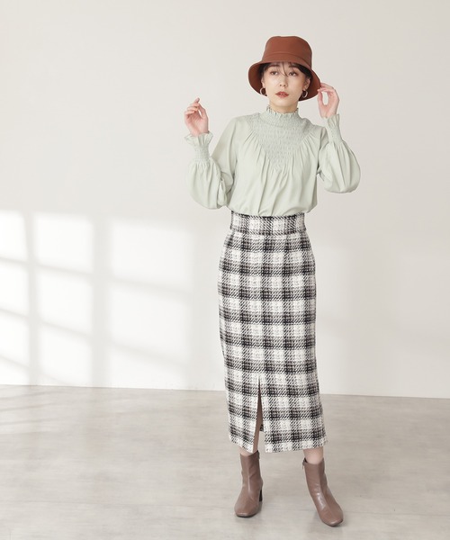 N.（N. Natural Beauty Basic）（エヌエヌナチュラルビューティーベーシック）の「【S Size Line】◆ツイードチェックタイトスカート（スカート・レディース・ブラック系その他/ブルー系その他・SMALL/MEDIUM）」の4枚目の写真