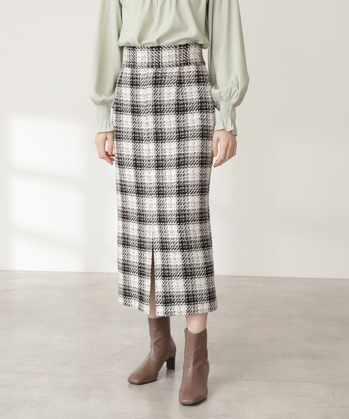 N.（N. Natural Beauty Basic）（エヌエヌナチュラルビューティーベーシック）の「【S Size Line】◆ツイードチェックタイトスカート（スカート・レディース・ブラック系その他/ブルー系その他・SMALL/MEDIUM）」の5枚目の写真