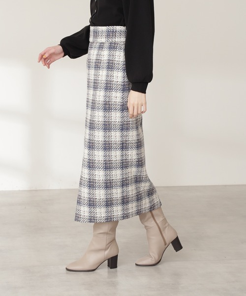 N.（N. Natural Beauty Basic）（エヌエヌナチュラルビューティーベーシック）の「【S Size Line】◆ツイードチェックタイトスカート（スカート・レディース・ブラック系その他/ブルー系その他・SMALL/MEDIUM）」の8枚目の写真