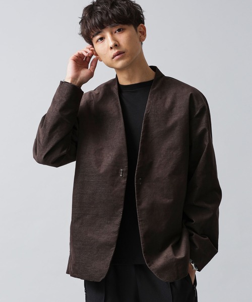 NANO universe（ナノユニバース）の「ヴィンテージ風モールスキン　ノーカラージャケット（テーラードジャケット・メンズ・ブラック/ネイビー/ベージュ/ブラウン・L/S/M/XL）」の10枚目の写真