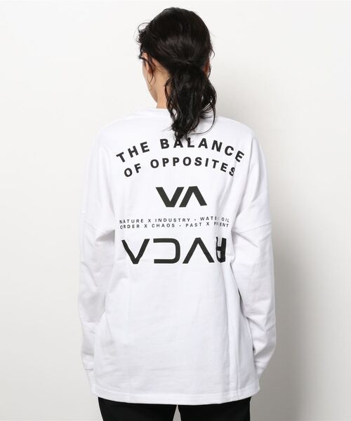 RVCA（ルーカ）の「RVCA/ルーカ   ビッグシルエット   バックプリントロゴロンT/ロングスリーブTEE   BC043-055（Tシャツ/カットソー・レディース・グリーン/ホワイト/ブラック・S/XS/M）」の8枚目の写真