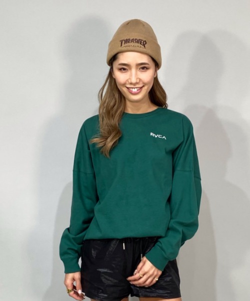 RVCA（ルーカ）の「RVCA/ルーカ   ビッグシルエット   バックプリントロゴロンT/ロングスリーブTEE   BC043-055（Tシャツ/カットソー・レディース・グリーン/ホワイト/ブラック・S/XS/M）」の20枚目の写真