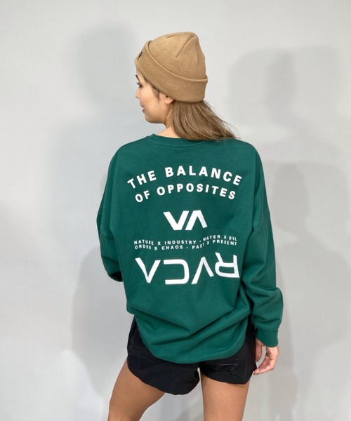 RVCA（ルーカ）の「RVCA/ルーカ   ビッグシルエット   バックプリントロゴロンT/ロングスリーブTEE   BC043-055（Tシャツ/カットソー・レディース・グリーン/ホワイト/ブラック・S/XS/M）」の14枚目の写真
