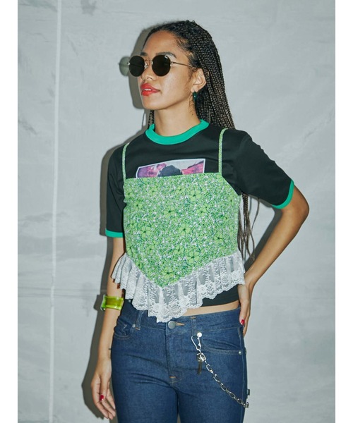 PAMEO POSE（パメオポーズ）の「Flower Queen Cami（キャミソール・レディース・グリーン/オレンジ・FREE）」の5枚目の写真