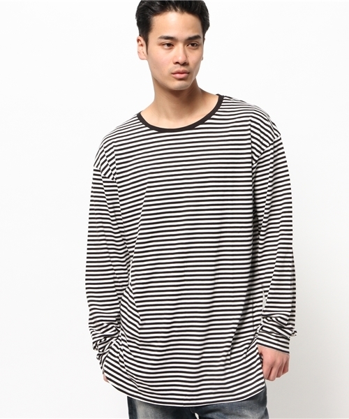 WEGO（ウィゴー）の「WEGO/ロングラウンドカットソー（Tシャツ/カットソー・メンズ・ブラック/ブラック系その他/杢グレー/ホワイト・LARGE/MEDIUM）」の4枚目の写真