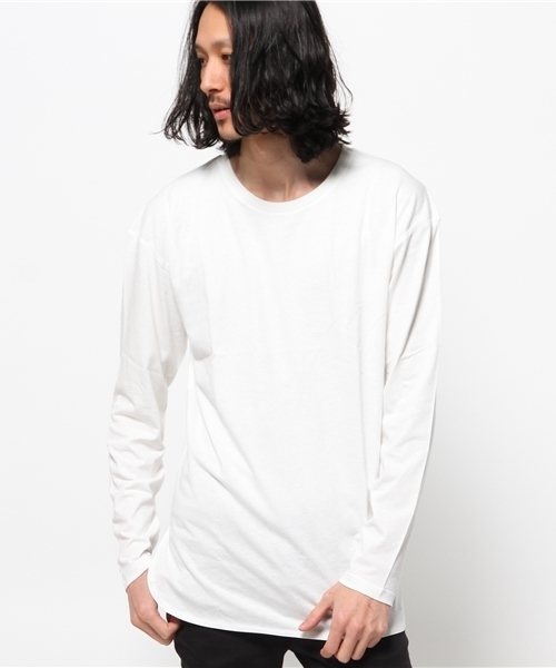 WEGO（ウィゴー）の「WEGO/ロングラウンドカットソー（Tシャツ/カットソー・メンズ・ブラック/ブラック系その他/杢グレー/ホワイト・LARGE/MEDIUM）」の2枚目の写真