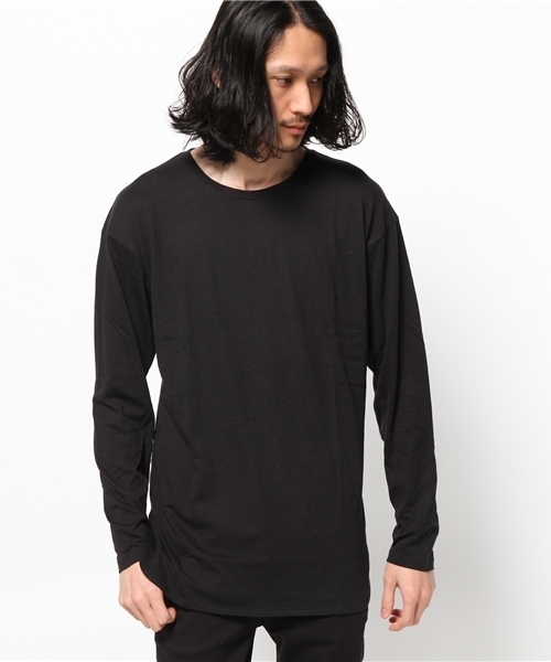 WEGO（ウィゴー）の「WEGO/ロングラウンドカットソー（Tシャツ/カットソー・メンズ・ブラック/ブラック系その他/杢グレー/ホワイト・LARGE/MEDIUM）」の3枚目の写真