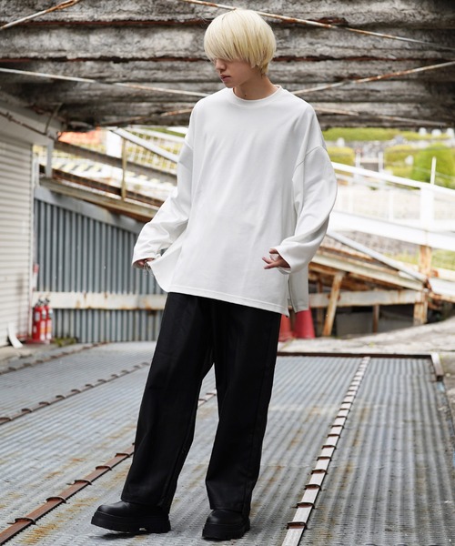 G.O.C（ジーオーシー）の「サイドジップルーズシルキーポンチロンT（Tシャツ/カットソー・メンズ・ホワイト/チャコールグレー/ブラック・MEDIUM/LARGE）」の6枚目の写真