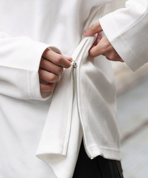 G.O.C（ジーオーシー）の「サイドジップルーズシルキーポンチロンT（Tシャツ/カットソー・メンズ・ホワイト/チャコールグレー/ブラック・MEDIUM/LARGE）」の7枚目の写真