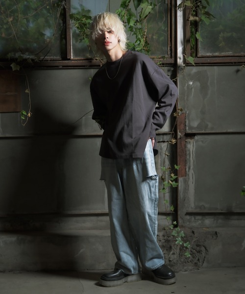 G.O.C（ジーオーシー）の「サイドジップルーズシルキーポンチロンT（Tシャツ/カットソー・メンズ・ホワイト/チャコールグレー/ブラック・MEDIUM/LARGE）」の14枚目の写真